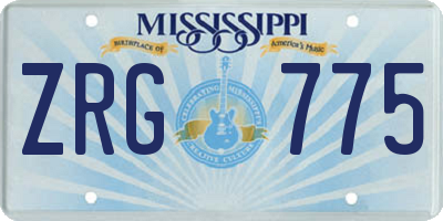 MS license plate ZRG775