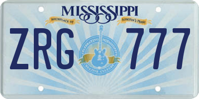 MS license plate ZRG777