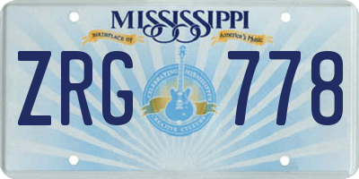 MS license plate ZRG778