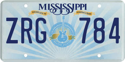 MS license plate ZRG784