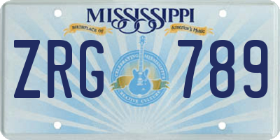 MS license plate ZRG789