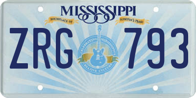 MS license plate ZRG793