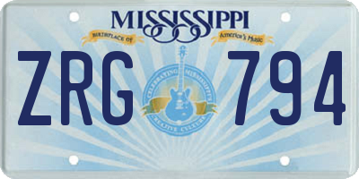 MS license plate ZRG794