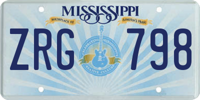 MS license plate ZRG798