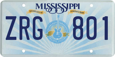 MS license plate ZRG801