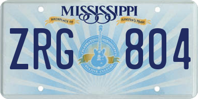 MS license plate ZRG804