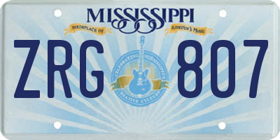 MS license plate ZRG807