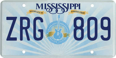 MS license plate ZRG809