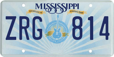 MS license plate ZRG814