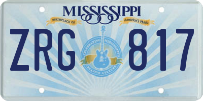 MS license plate ZRG817