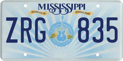 MS license plate ZRG835