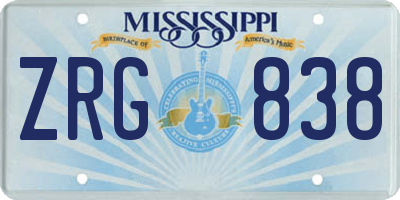 MS license plate ZRG838