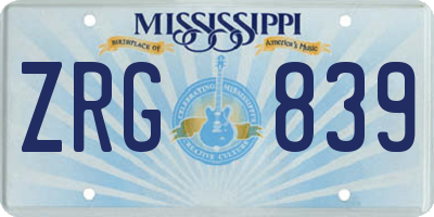 MS license plate ZRG839