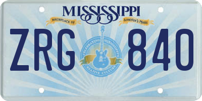 MS license plate ZRG840