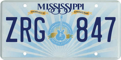 MS license plate ZRG847