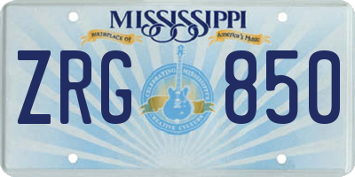 MS license plate ZRG850