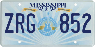 MS license plate ZRG852