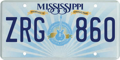 MS license plate ZRG860