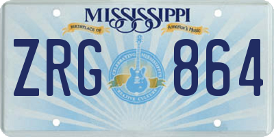 MS license plate ZRG864