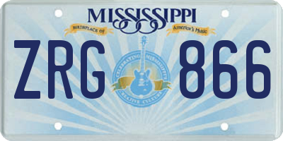 MS license plate ZRG866