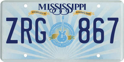 MS license plate ZRG867