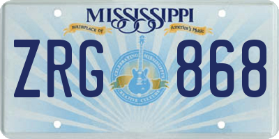 MS license plate ZRG868