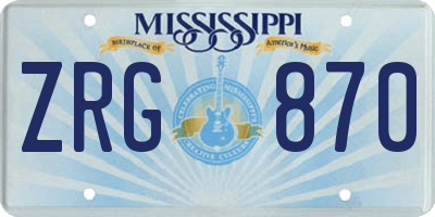 MS license plate ZRG870