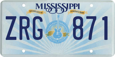 MS license plate ZRG871