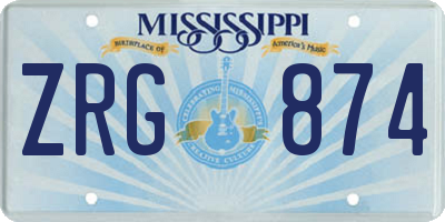 MS license plate ZRG874