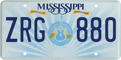 MS license plate ZRG880