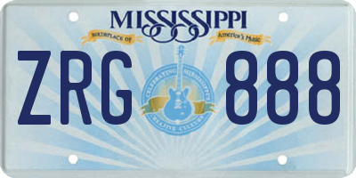 MS license plate ZRG888