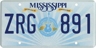 MS license plate ZRG891