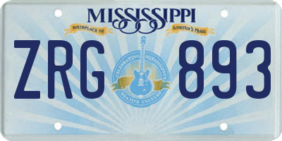 MS license plate ZRG893