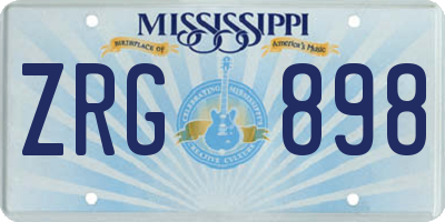 MS license plate ZRG898
