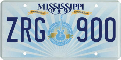 MS license plate ZRG900