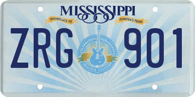 MS license plate ZRG901