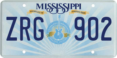 MS license plate ZRG902