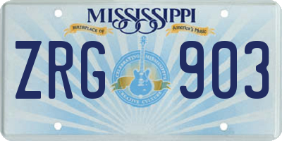 MS license plate ZRG903