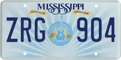 MS license plate ZRG904