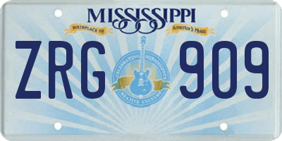 MS license plate ZRG909