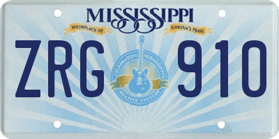 MS license plate ZRG910