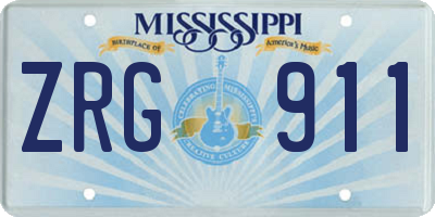 MS license plate ZRG911