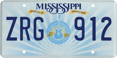 MS license plate ZRG912