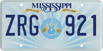 MS license plate ZRG921
