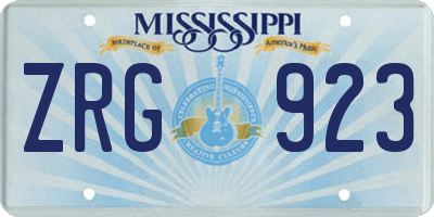 MS license plate ZRG923