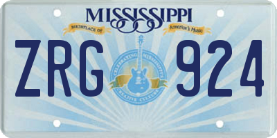 MS license plate ZRG924