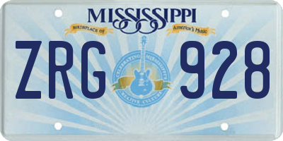 MS license plate ZRG928