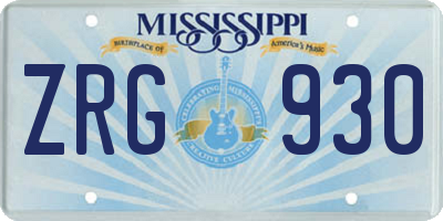 MS license plate ZRG930