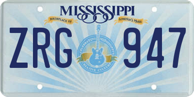 MS license plate ZRG947