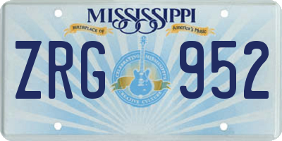 MS license plate ZRG952